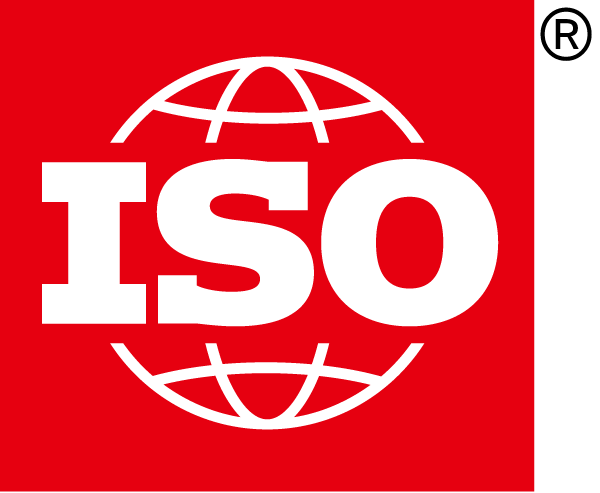 Logo ISO Blanc sur fond rouge