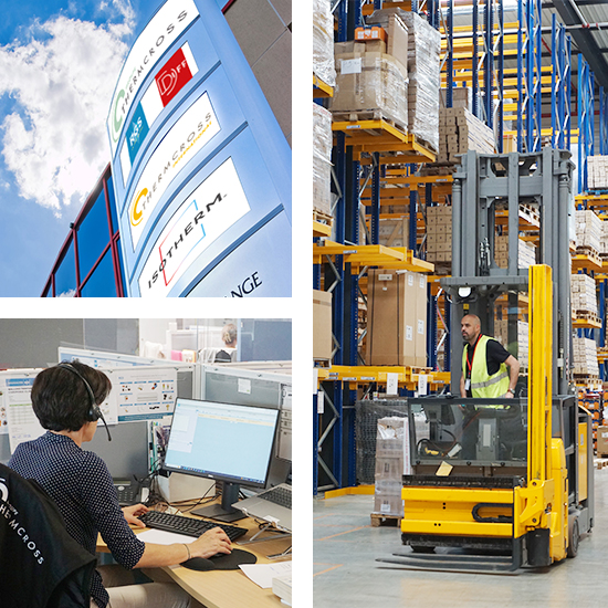 Collage devanture Thermcross, logistique et service client